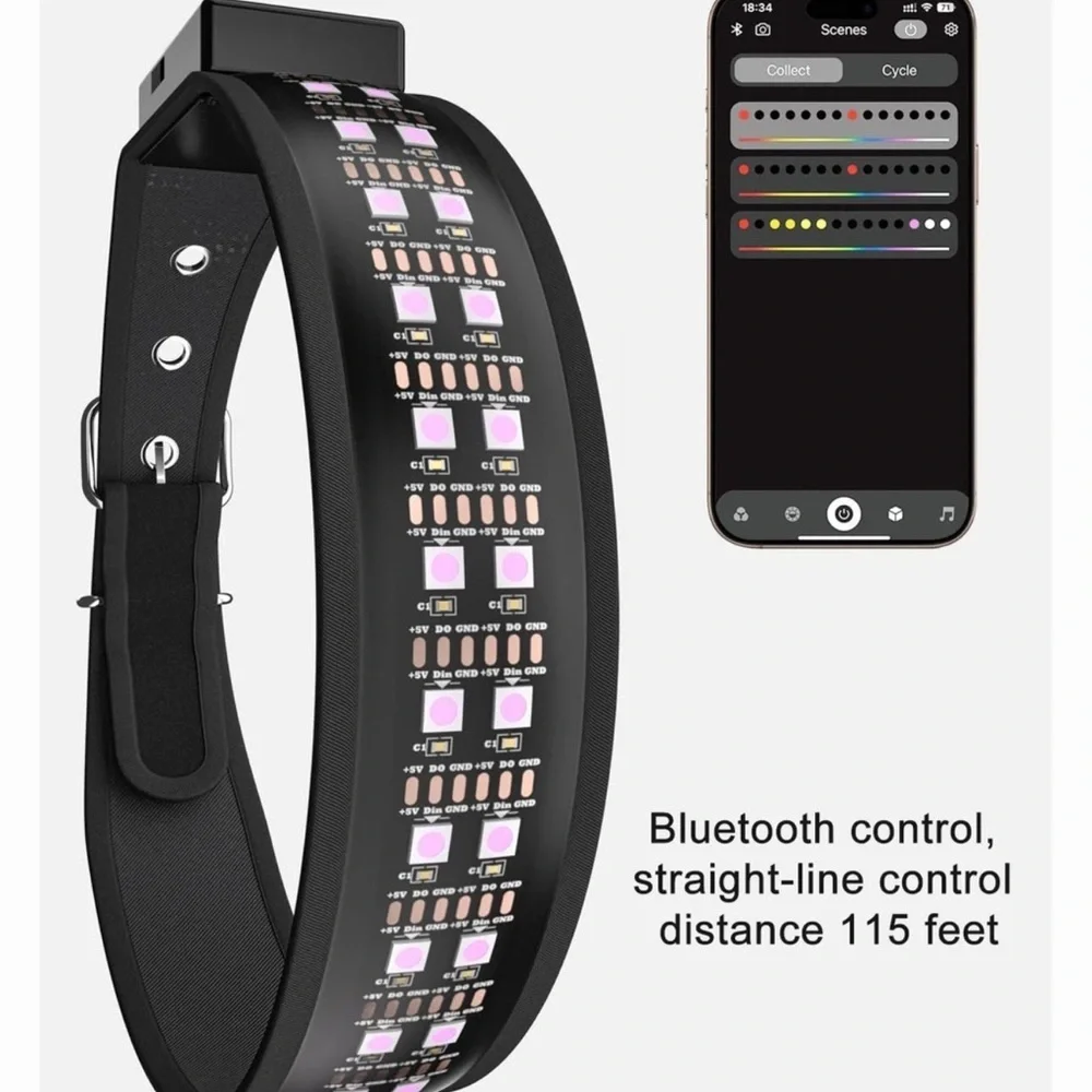 MEGAPAWS LED Dog Collar, Black, Extra Large: 24 to 28-in neck, 1.75-in wide